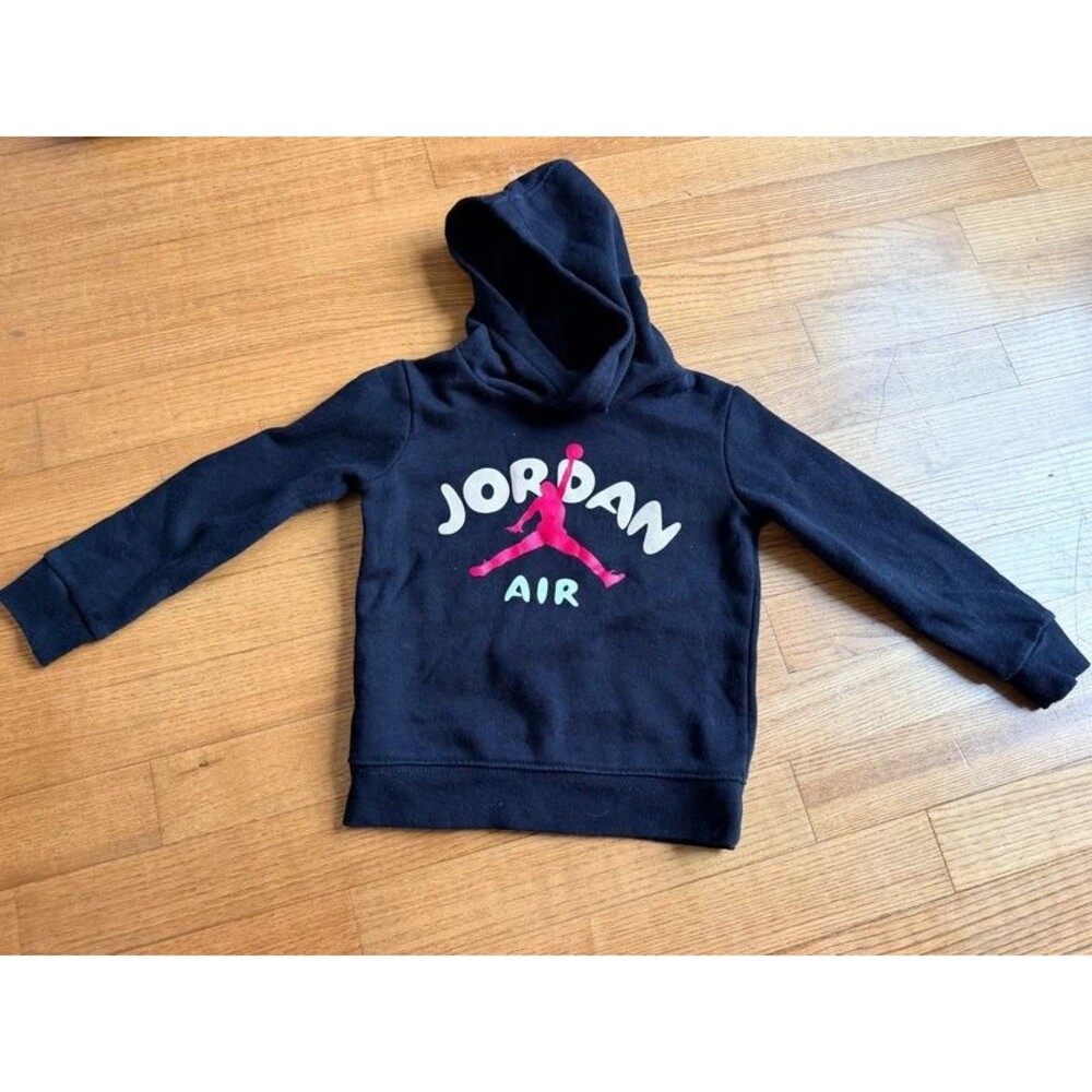 Jordan Air Toddler Girls Boys Hoodie Sweatshirt Black Red Jumpman Size 2T Fleece